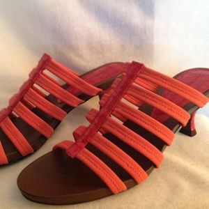 New Donald J Pliner Coral Croc. And Elastic Heels